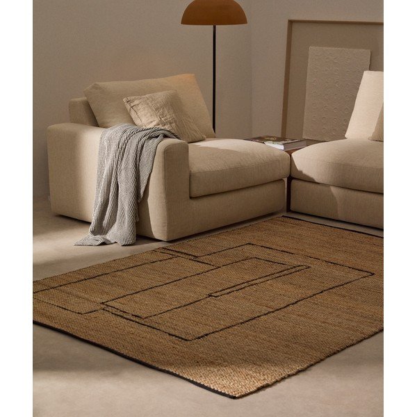 Apverčiamas/rankų darbo natūralios spalvos iš džiuto kilimas 200x300 cm Velira – Kave Home-image-1