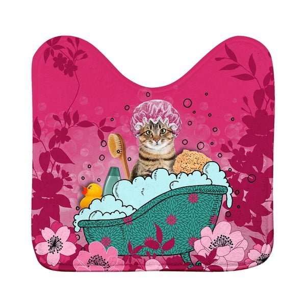 Vonios kilimėlis rožinės spalvos tualetui 45x45 cm Chatibulle – douceur d'intérieur