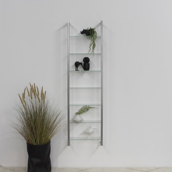 Sidabrinės spalvos iš metalo kelių aukštų sieninė lentyna 46 cm Cubic – Spinder Design-image-1