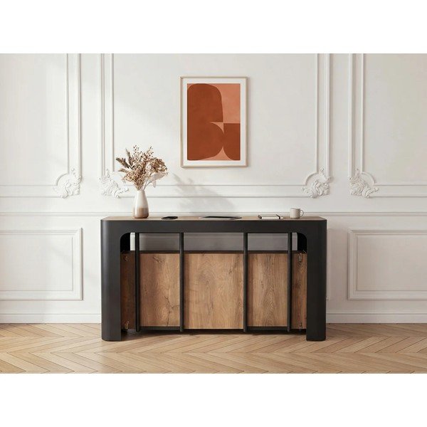 Juodos spalvos/natūralios spalvos konsolinis staliukas 50x110 cm Albane – Bobochic Paris-image-3