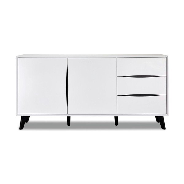 Žema šoninė spintelė baltos spalvos 160x80 cm Lyon – Furnhouse