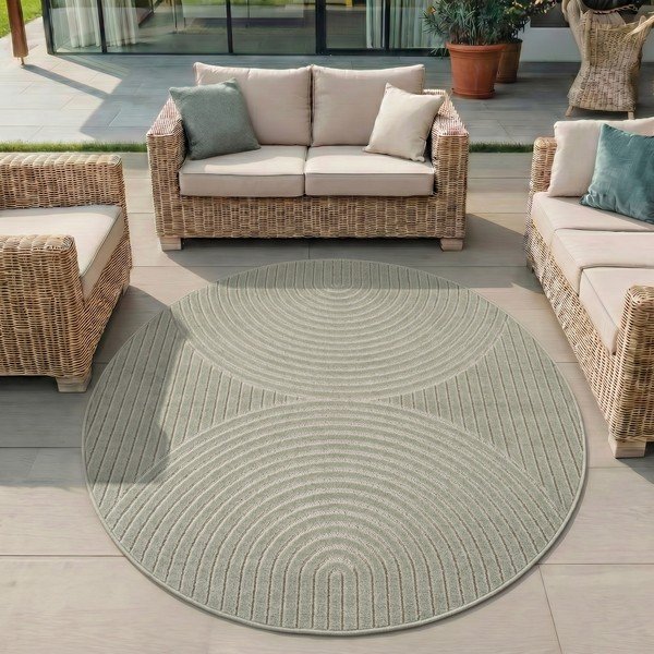 Žalios spalvos apvalios formos lauko ir vidaus kilimas ø 80 cm Nova 1201 – Ayyildiz Carpets-image-1