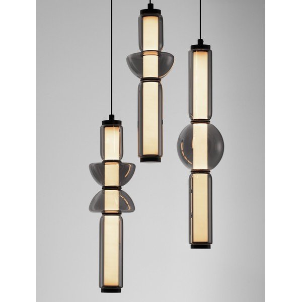 Pilkos spalvos iš stiklo kabantis šviestuvas LED su pritemdymo funkcija ø 38 cm Ulon – Nova Luce-image-1