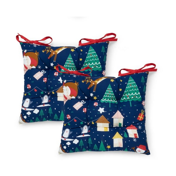 2 sėdimųjų pagalvėlių komplektas su Kalėdų motyvais 40x40 cm Santa's Christmas Wonderland - Catherine Lansfield