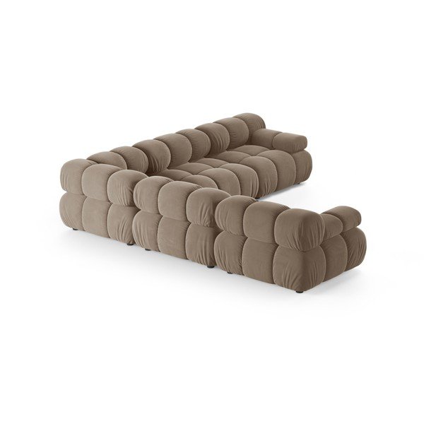 Smėlio spalvos modulinė kampinė sofa iš velveto – Micadoni -image-3