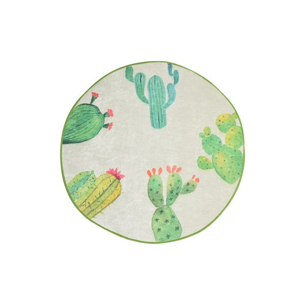 Baltai žalias vonios kilimėlis Tropica Cactus I, ⌀ 100 cm