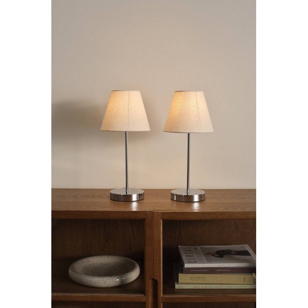 Smėlio spalvos/blizgios sidabrinės spalvos iš tekstilės stalinis šviestuvas (aukštis 39 cm) Lasse – Jotex-image-1
