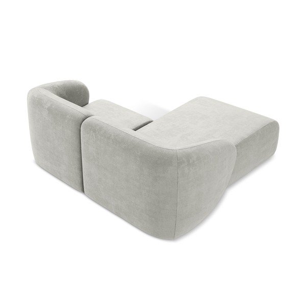 Šviesiai pilkos spalvos kampinė sofa iš šenilinio audinio (su kairiuoju kampu/su gultu) Lani – Makamii-image-3