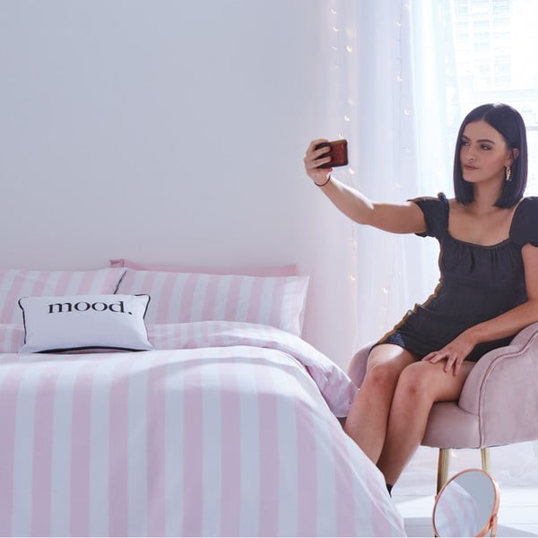 Baltos spalvos/rožinės spalvos viengulė patalynė 135x200 cm Stripe Tease – Sassy B-image-4