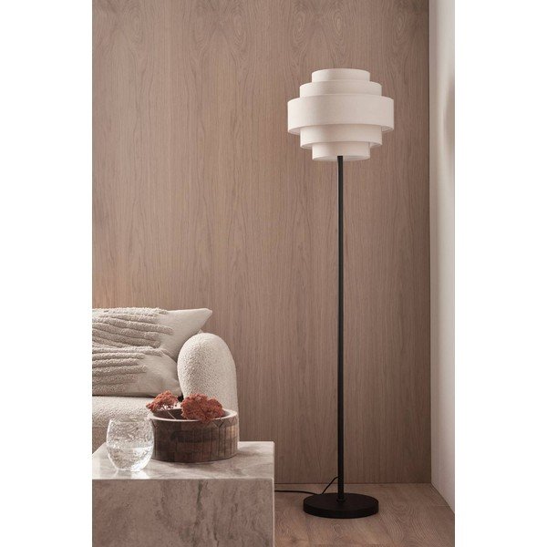 Matinės juodos spalvos/smėlio spalvos iš tekstilės pastatomas šviestuvas (aukštis 145 cm) Miguel – Ellos Home-image-2