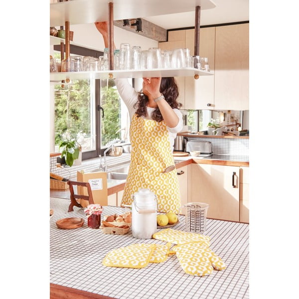 Geltonos spalvos medvilninė prijuostė Tiseco Home Studio Hexagon-image-1