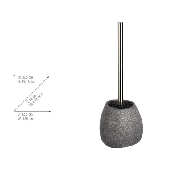 Pilkos spalvos keraminis tualeto šepetys Wenko Pion, aukštis 38,5 cm-image-1