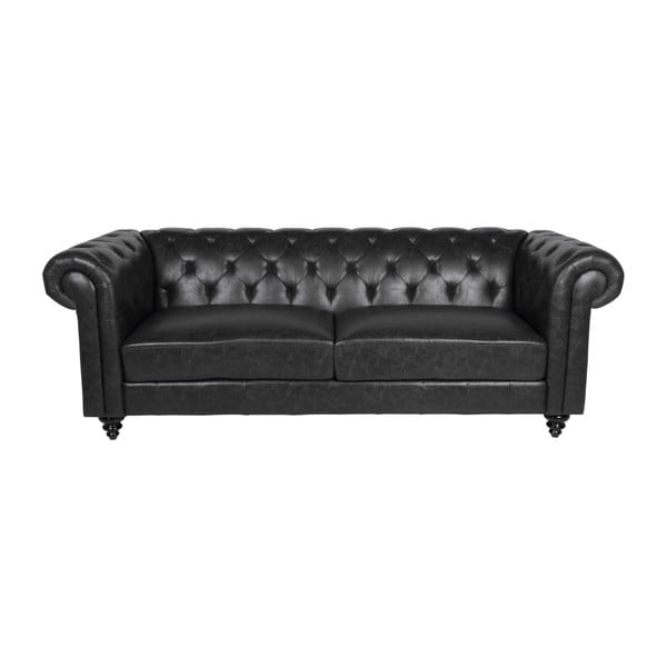"Actona Charlietown" juoda dirbtinės odos sofa, 219 cm