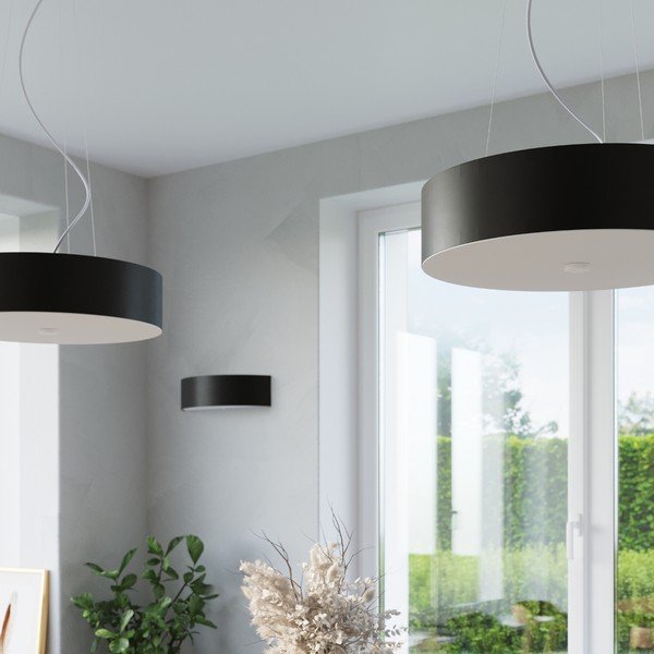 Lubinis šviestuvas juodos spalvos ø 90 cm su tekstiliniu gaubtu Herra – Sollux-image-1