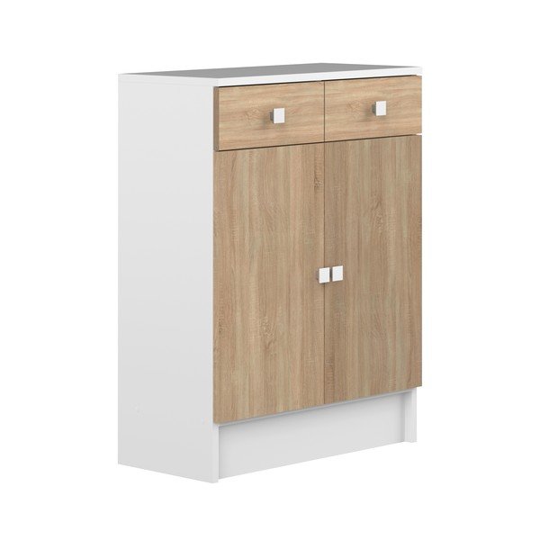 Balta žema ąžuolinė vonios kambario spintelė 60x82 cm Combi - TemaHome -image-2