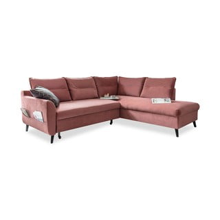 Rožinė velvetinė kampinė sofa-lova Miuform Stylish Stan, dešinysis kampas