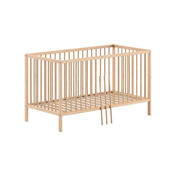 Iš pušies masyvo vaikiška lovelė natūralios spalvos 70x140 cm DINO – Vipack