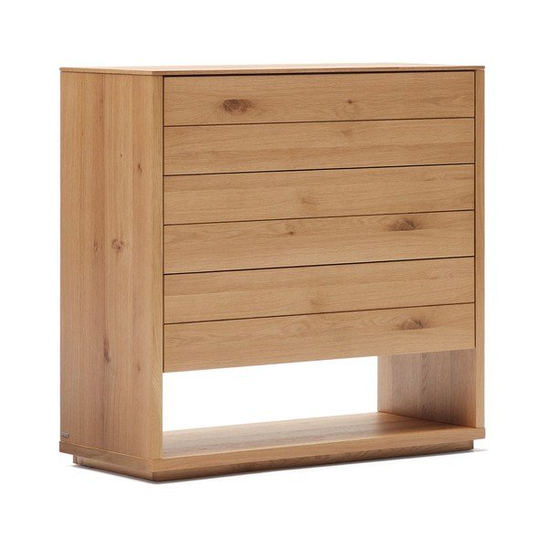 Aukšta šoninė spintelė natūralios spalvos iš ąžuolo 100x97 cm Alguema – Kave Home-image-2