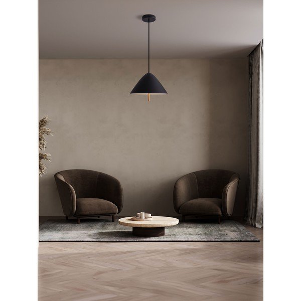 Matinės juodos spalvos iš metalo kabantis šviestuvas LED ø 40 cm su metaliniu gaubtu Oros – Nova Luce-image-1