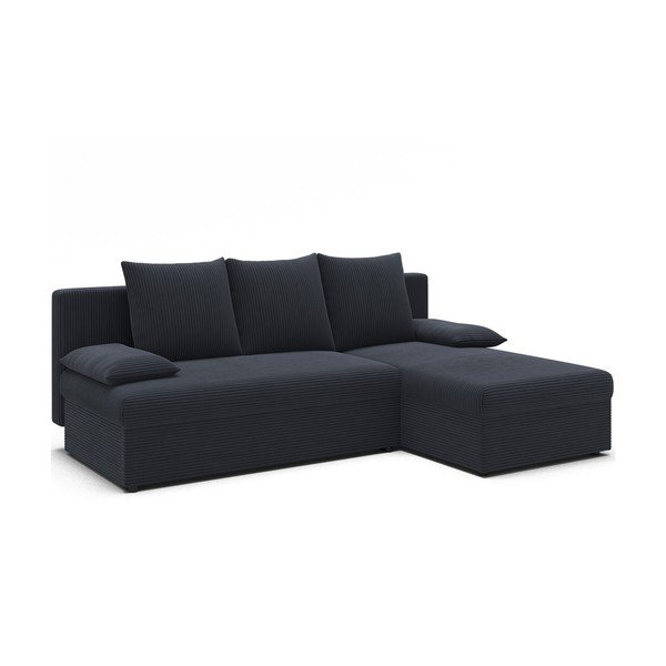 Pilkos spalvos sulankstoma/su sandėliavimo vieta kampinė sofa iš kordinio velveto Gino – ELTAP