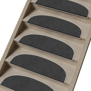 Laiptų kilimėlių rinkiniai tamsiai pilkos spalvos 16 vnt. 20x65 cm Plain Color – Vitaus