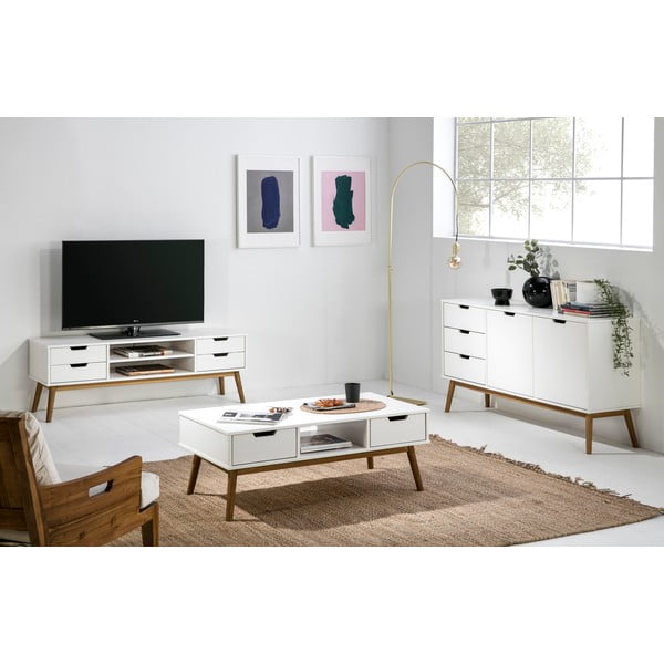 Baltas pušies masyvo žurnalinis staliukas Marckeric Baku-image-1