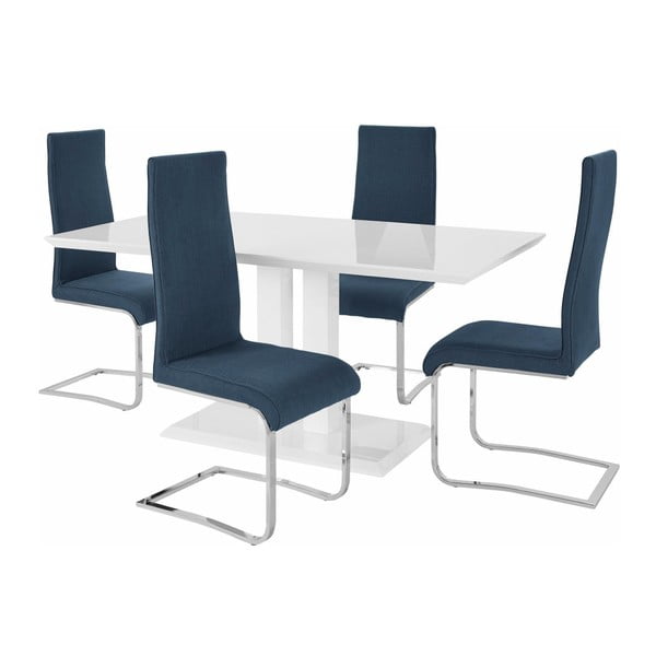 Valgomojo stalo ir 4 mėlynų kėdžių komplektas Støraa Mai