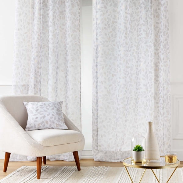 Baltos spalvos iš šydo permatoma užuolaida 140x280 cm Duchesse – douceur d'intérieur-image-1