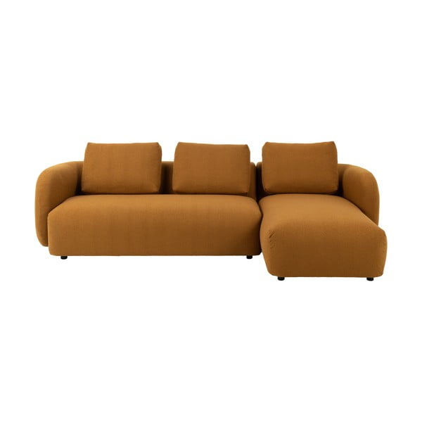 Kampinė sofa iš boucle garstyčių spalvos (su dešiniuoju kampu) Imola – Bonami Selection