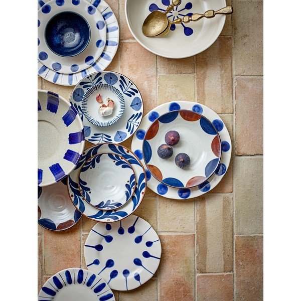 Baltos spalvos/mėlynos spalvos iš akmens masės lėkštės 3 vnt. ø 28 cm Linora – Bloomingville-image-2