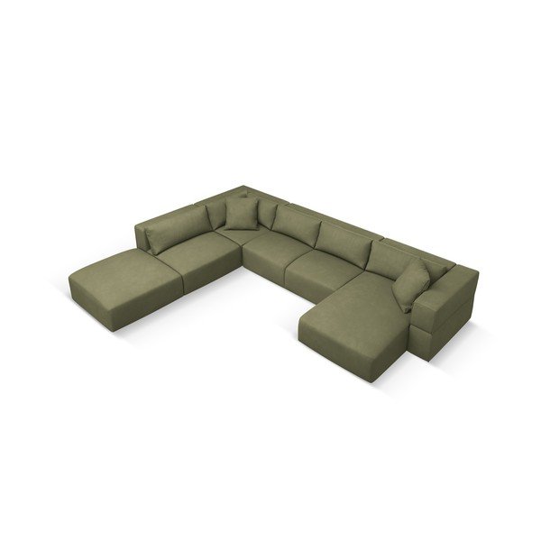 Kampinė sofa šviesiai žalios spalvos (su kairiuoju kampu/„U“ formos) Esther – Milo Casa-image-3
