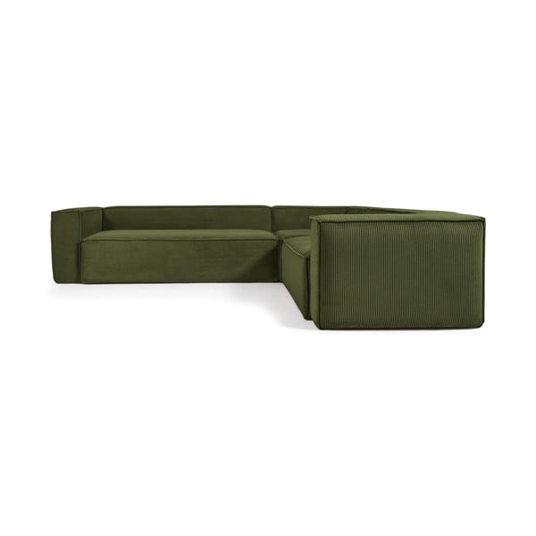Žalios spalvos iš kordinio velveto kampinė sofa Blok – Kave Home-image-2