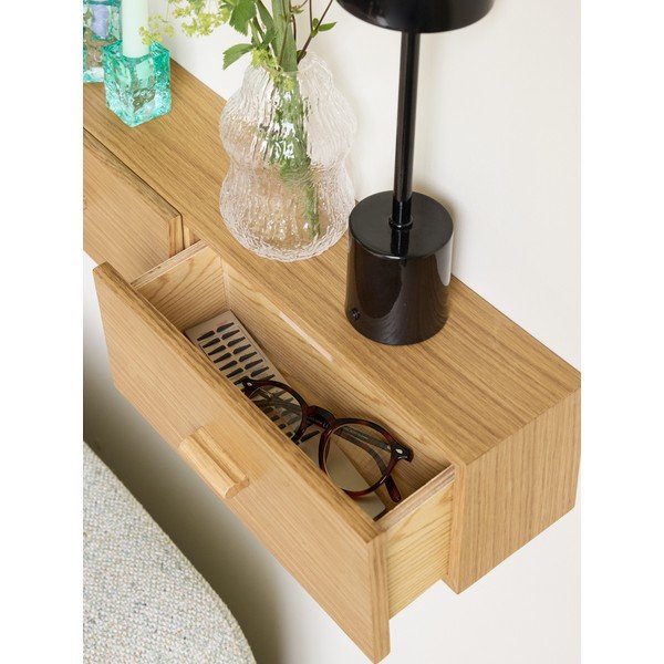 Natūralios spalvos sieninė lentyna iš ąžuolo 60 cm Shuno – Hübsch-image-2
