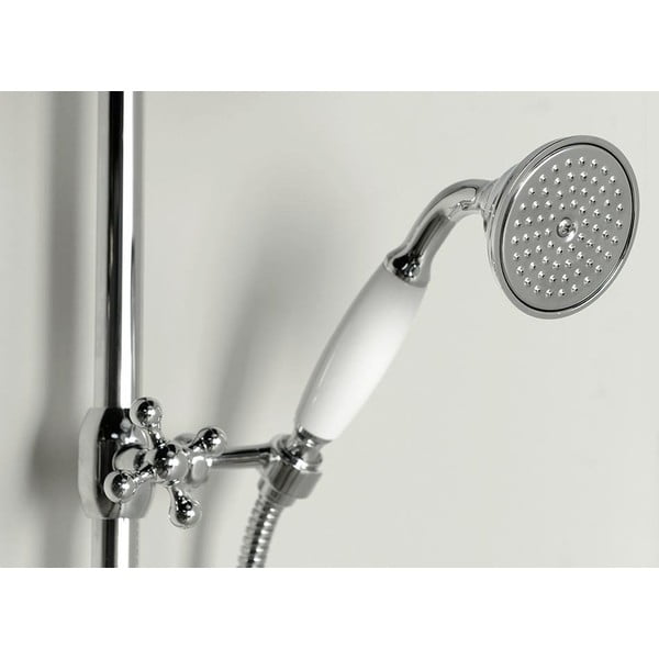 Iš žalvario dušo komplektas blizgios sidabrinės spalvos su termostatiniu maišytuvu su dušo galvute/su rankiniu dušu 142 cm Antea – Sapho-image-1