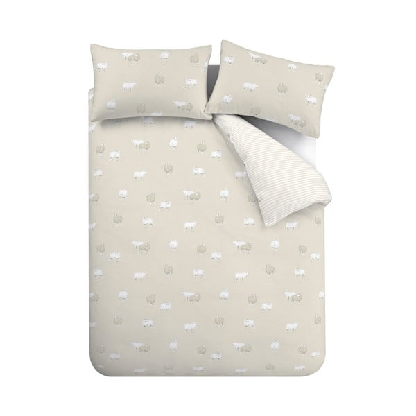 Smėlio spalvos iš flanelės dvigulė/itin ilga patalynė 230x220 cm Sheep – Catherine Lansfield