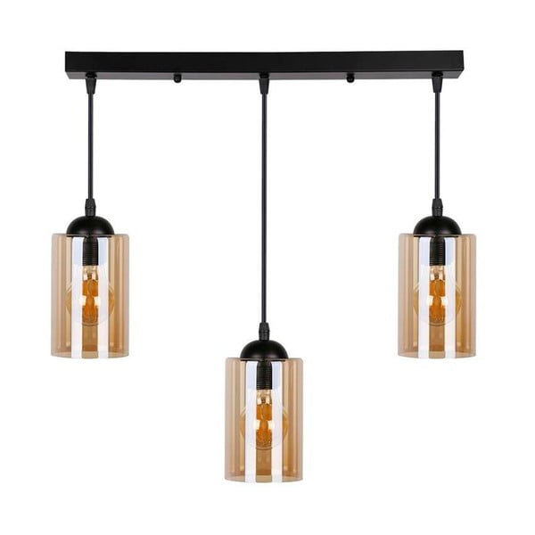 Juodas pakabinamas šviestuvas su stikliniu gaubtu 10x55 cm Bistro - Candellux Lighting-image-3