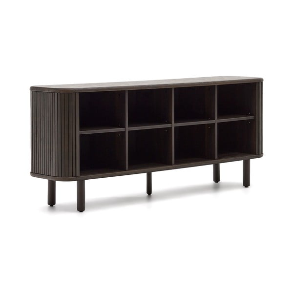 Žema šoninė spintelė tamsiai rudos spalvos iš uosio su stumdomomis durimis 180x75 cm Mailen – Kave Home-image-3