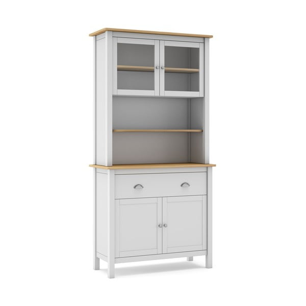 Iš pušies masyvo vitrina baltos spalvos 90x180,5 cm Misti – Marckeric-image-4