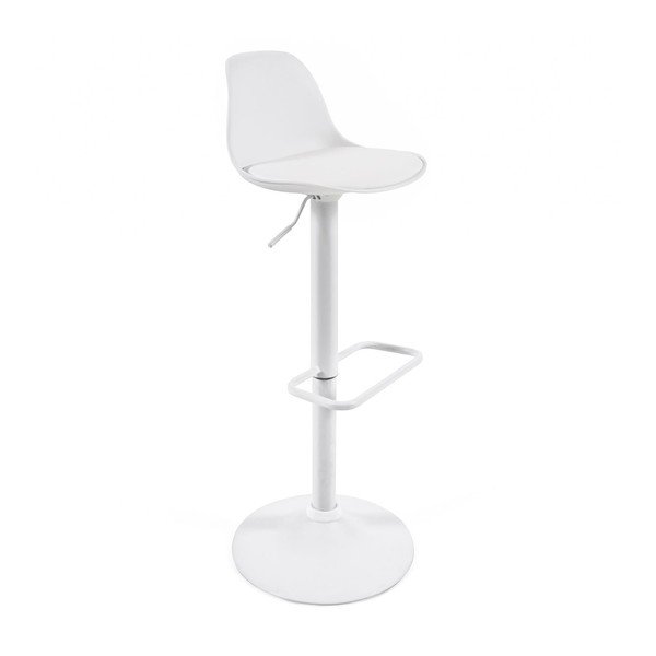 Matinės baltos spalvos iš dirbtinės odos baro taburetė reguliuojamo aukščio (sėdynės aukštis 60 cm) Orlando-T – Kave Home
