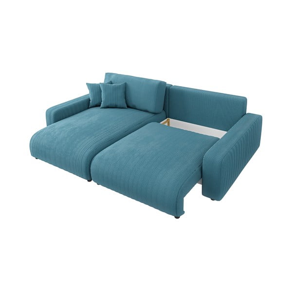 Iš kordinio velveto sulankstoma kampinė sofa turkio spalvos Sara – Ropez-image-4