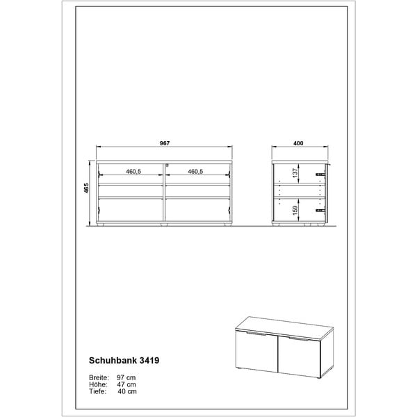 Pilka batų lentyna su suoliuku Genova - Germania-image-3