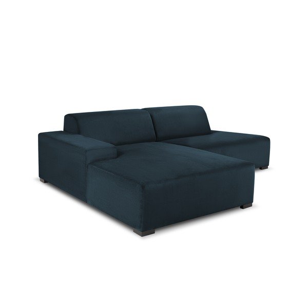 Tamsiai mėlyna aksominė kampinė sofa Cosmopolitan Design Hobart, kampas kairėje-image-4