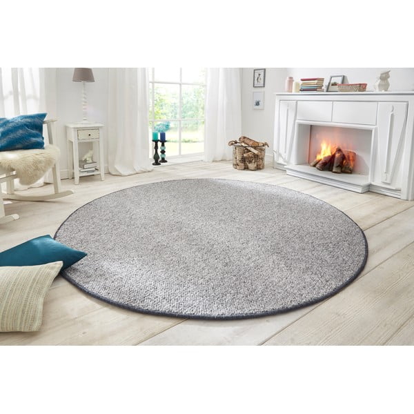 Apvalios formos kilimas pilkos spalvos ø 200 cm Wolly – BT Carpet-image-1