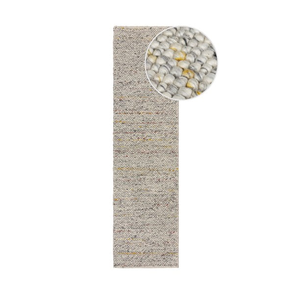 Rankų darbo iš vilnos mišinio kilimas kreminės spalvos 60x230 cm Minerals – Flair Rugs
