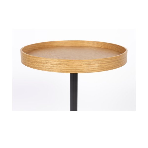 Apvalios formos šoninis stalas su ąžuolo dekoro stalviršiu ø 40 cm Yuri S – White Label-image-2