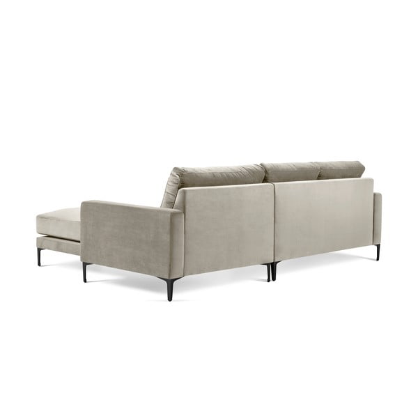 Smėlio spalvos aksominė kampinė sofa Kooko Home Harmony, dešinysis kampas-image-3