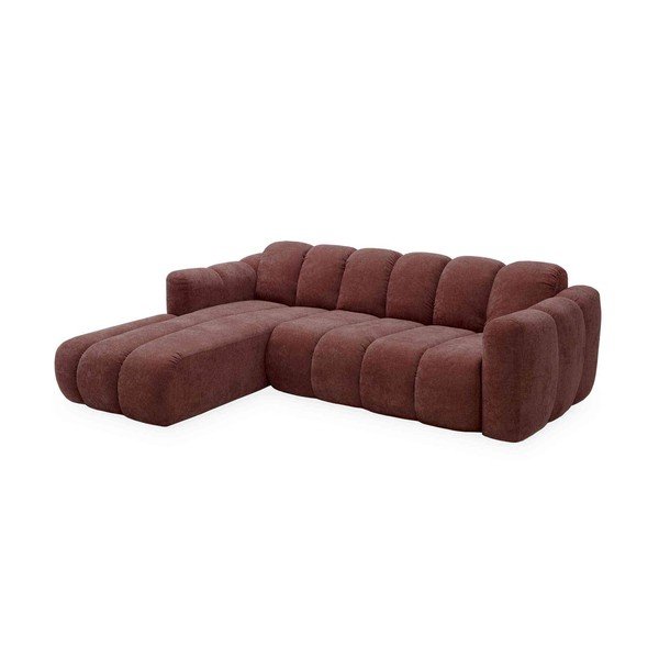 Raudonos spalvos sulankstoma kampinė sofa iš šenilinio audinio (su kairiuoju kampu) Michell – Miuform