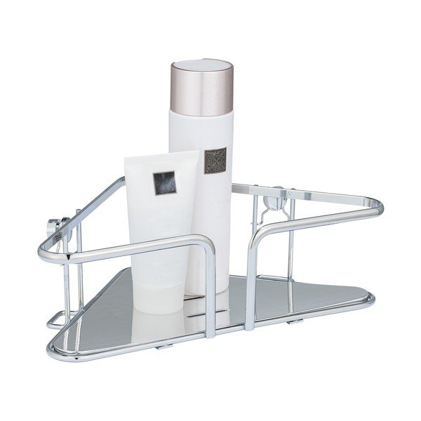 Sidabrinė nerūdijančio plieno kampinė sieninė vonios kambario lentyna Termoli - Wenko-image-1