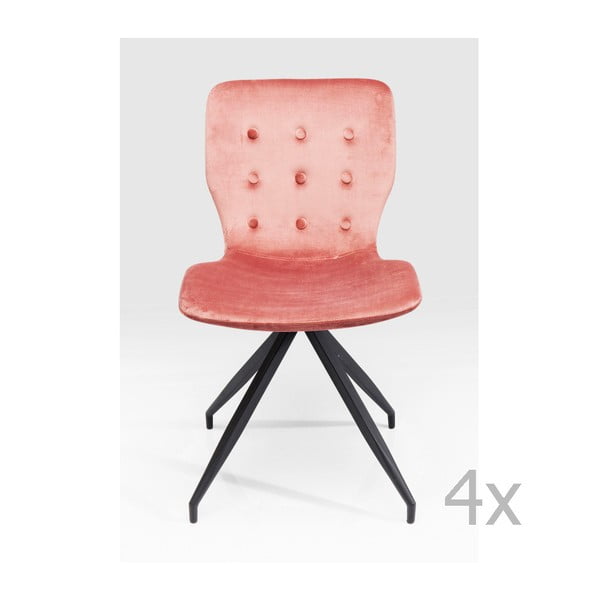 4 rožinių valgomojo kėdžių rinkinys Kare Design Butterfly