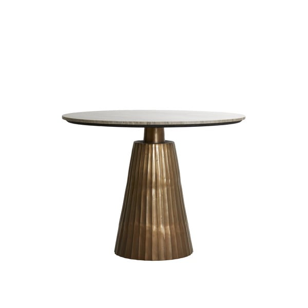 Apvalios formos valgomojo stalas bronzinės spalvos/natūralios spalvos su marmuro dekoro stalviršiu ø 100 cm Rianne – Light & Living